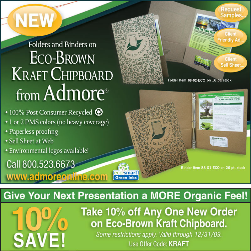 Receive 10% off your next folder order on Eco Brown Kraft Chipboard