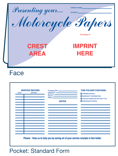 Motorcycle Papers Document Folder