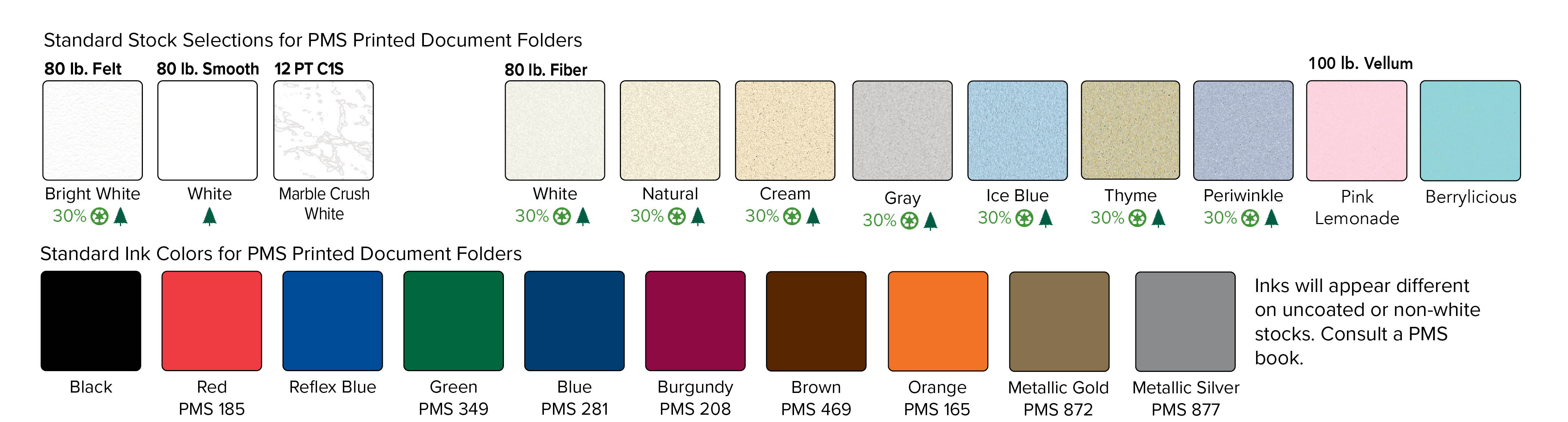 Document Folders Stock Color Chart